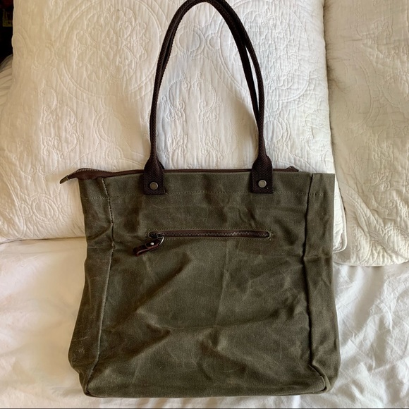 Army Green Khaki Shoulder Tote Bag Purse Top Leather Handle Satchel Handbag - Picture 7 of 11